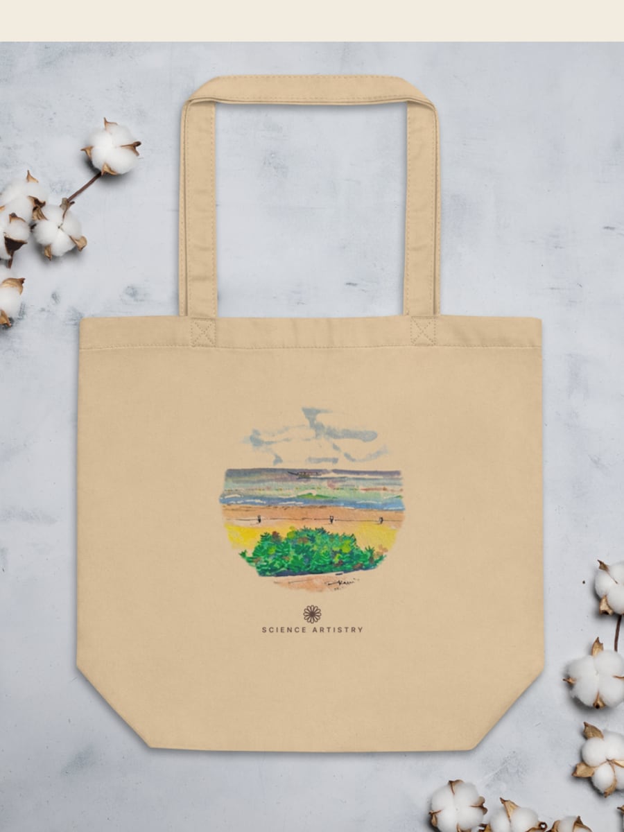 Biogenic Sand canvas tote, worn