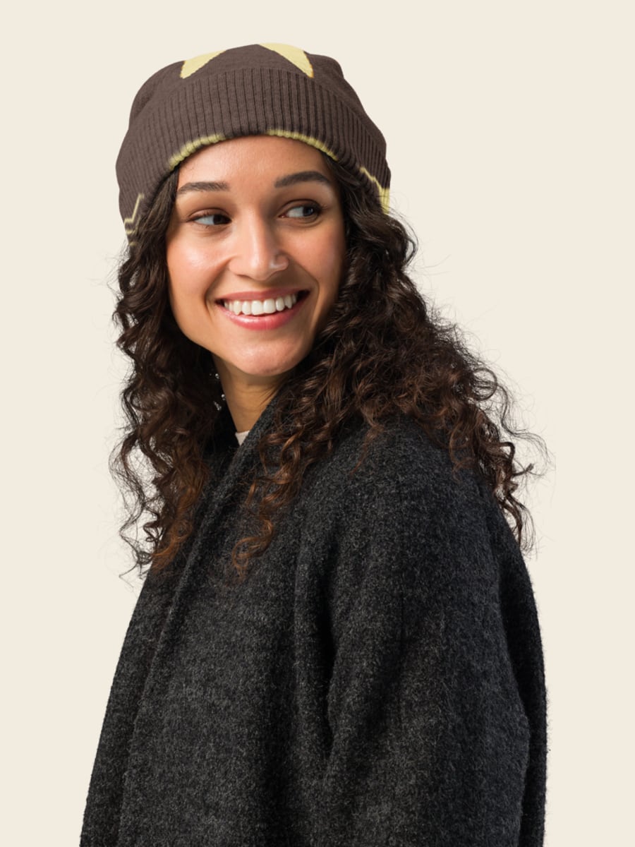 Constellation jacquard beanie, worn