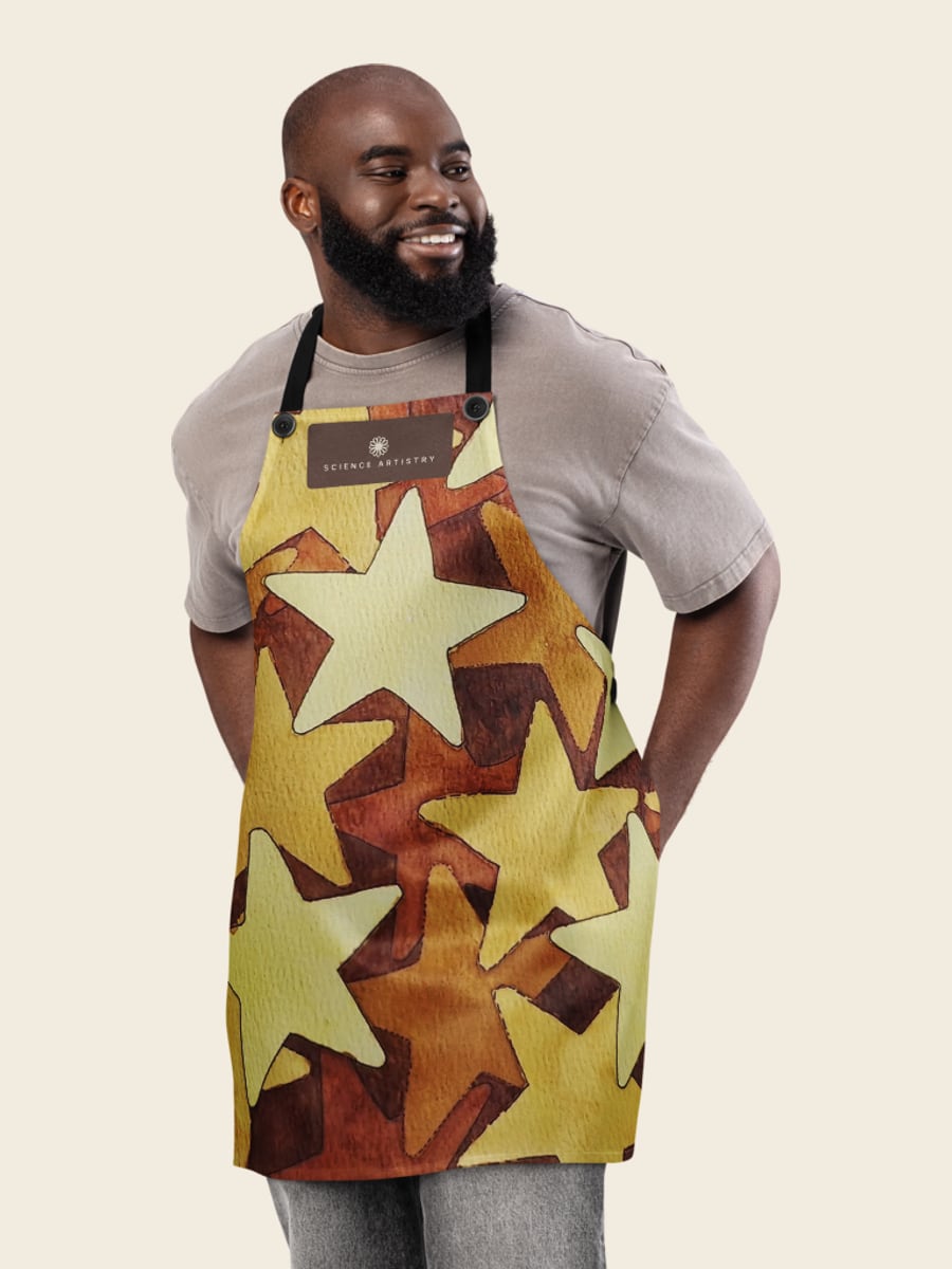Constellation smock apron, worn