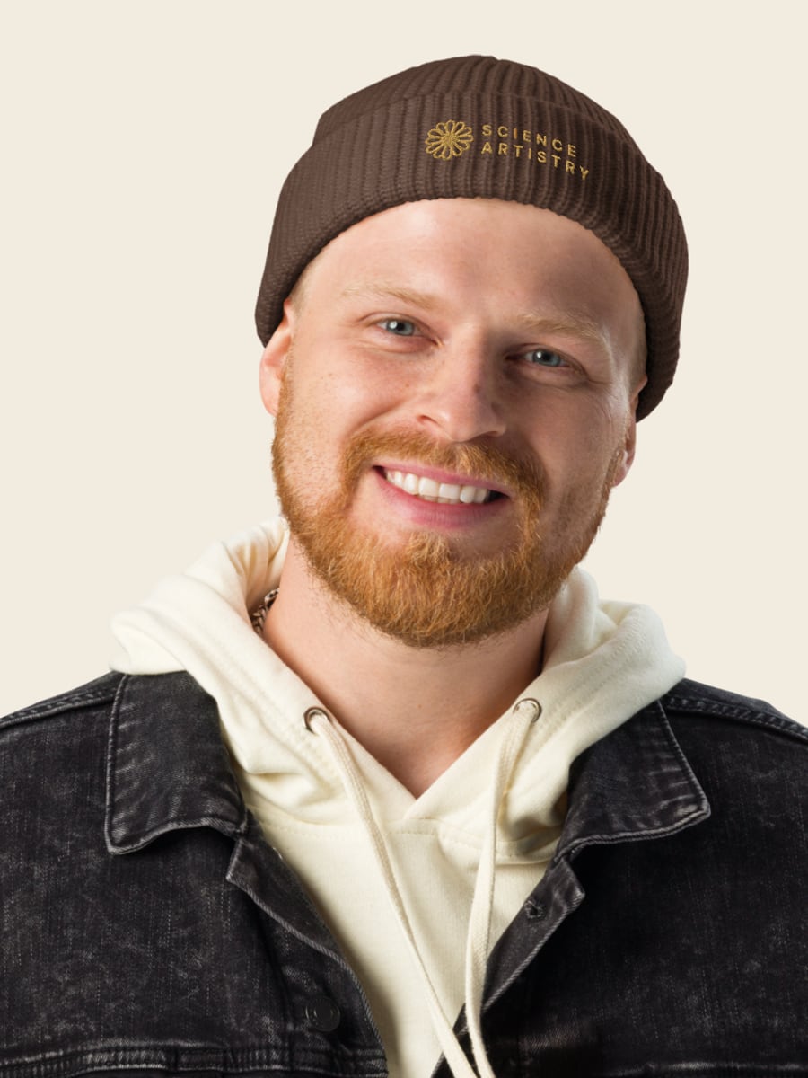 Field Guide fisherman beanie, worn
